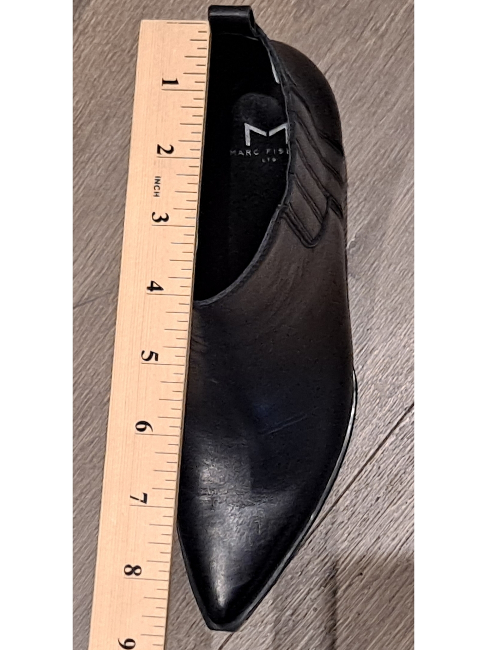 Marc Fisher Black Leather Block-Heel Ankle Booties - Picture 9 of 10